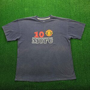 Manchester United 10 MUFC Tshirt Mens XL Blue Graphic Soccer Football Tee‎